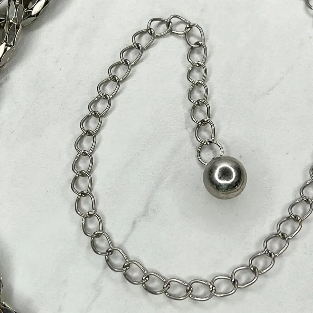 Silver Tone Braided Woven Chain Link Belt Y2K Festival One Size (OS) ✨